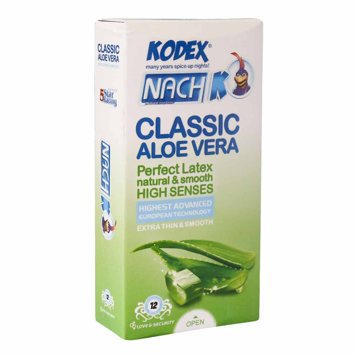 کاندوم کلاسیک کدکس Kodex رایحه آلوئه ورا بسته 12 عددی