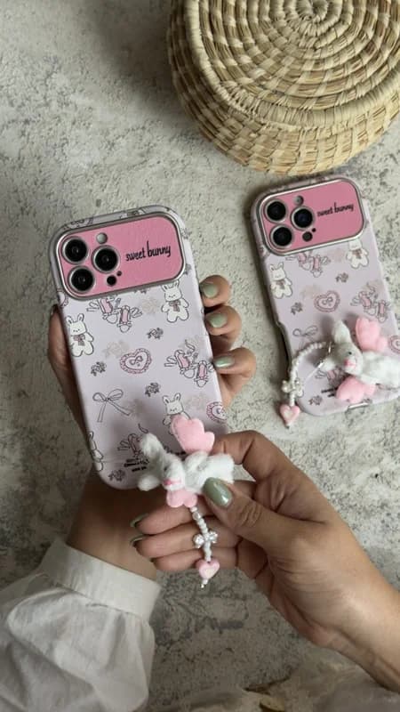 کاور موبایل آیفون خرگوش سوییت بانی + بند عروسکی