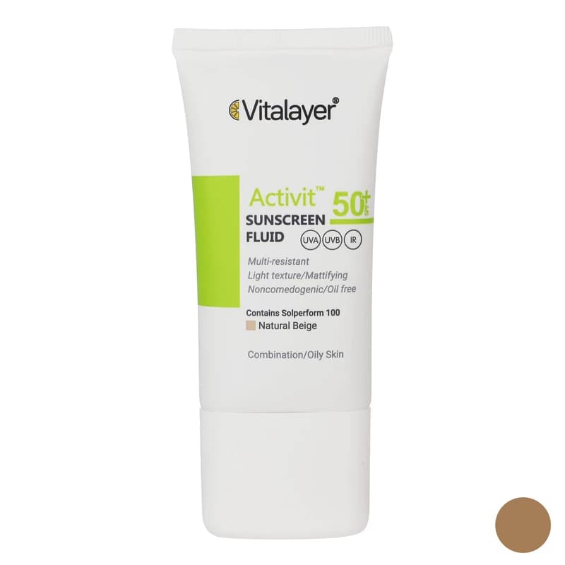 فلوئید ضد آفتاب رنگی SPF50 ویتالیر اکتیویت حجم 50 میلی لیتر