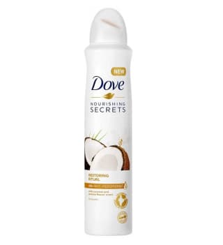 اسپری دئودورانت زنانه داو Dove مدل نارگیل و یاس حجم 250 میلی لیتر