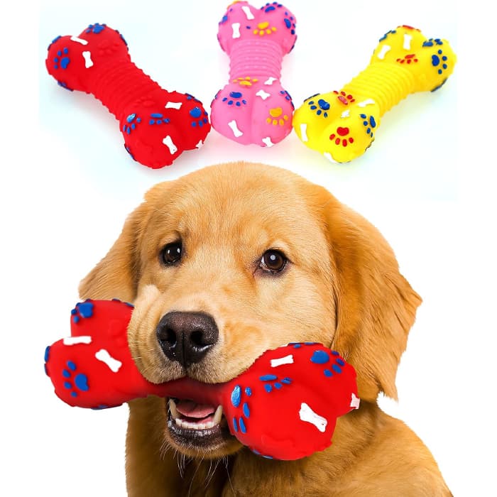 اسباب بازی دندانی سگ دمبل سوتکدار طرح استخوان بزرگ
