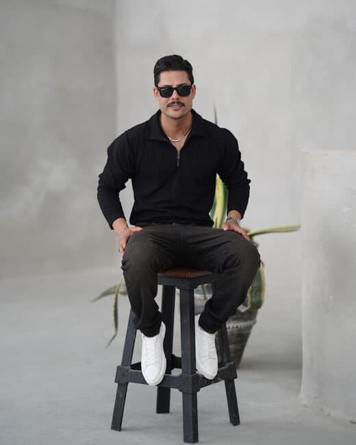 نیم زیپ آستين بلند کرم