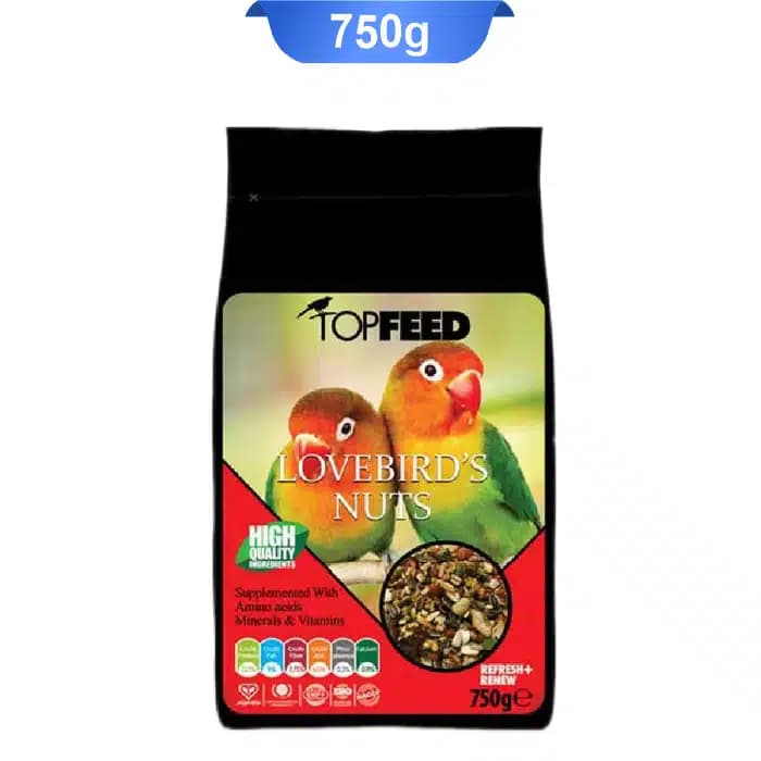 خوراک آجیلی طوطی برزیلی تاپ فید مدل TopFeed LoveBirds وزن 750 گرم