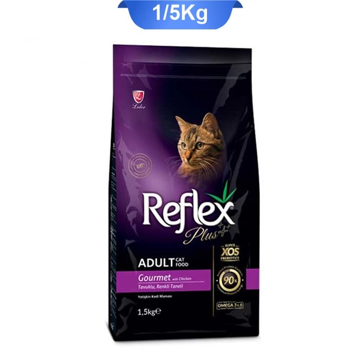 غذای خشک گربه بالغ رفلکس پلاس مدل گورمت وزن 1.5 کیلوگرم