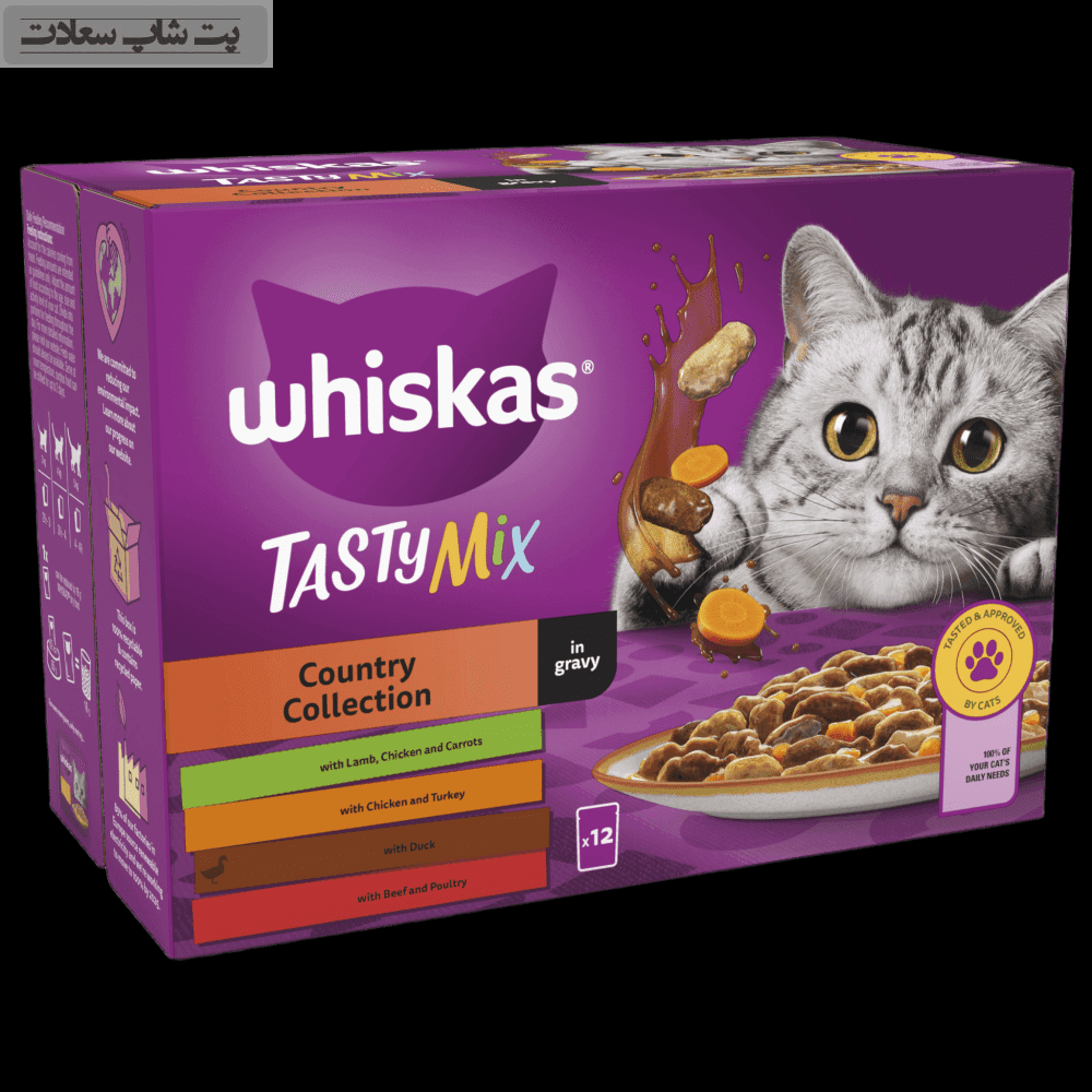 پوچ گربه ویسکاس با طعم میکس Whiskas Tasty Mix Country Collection مجموعه 12 عددی