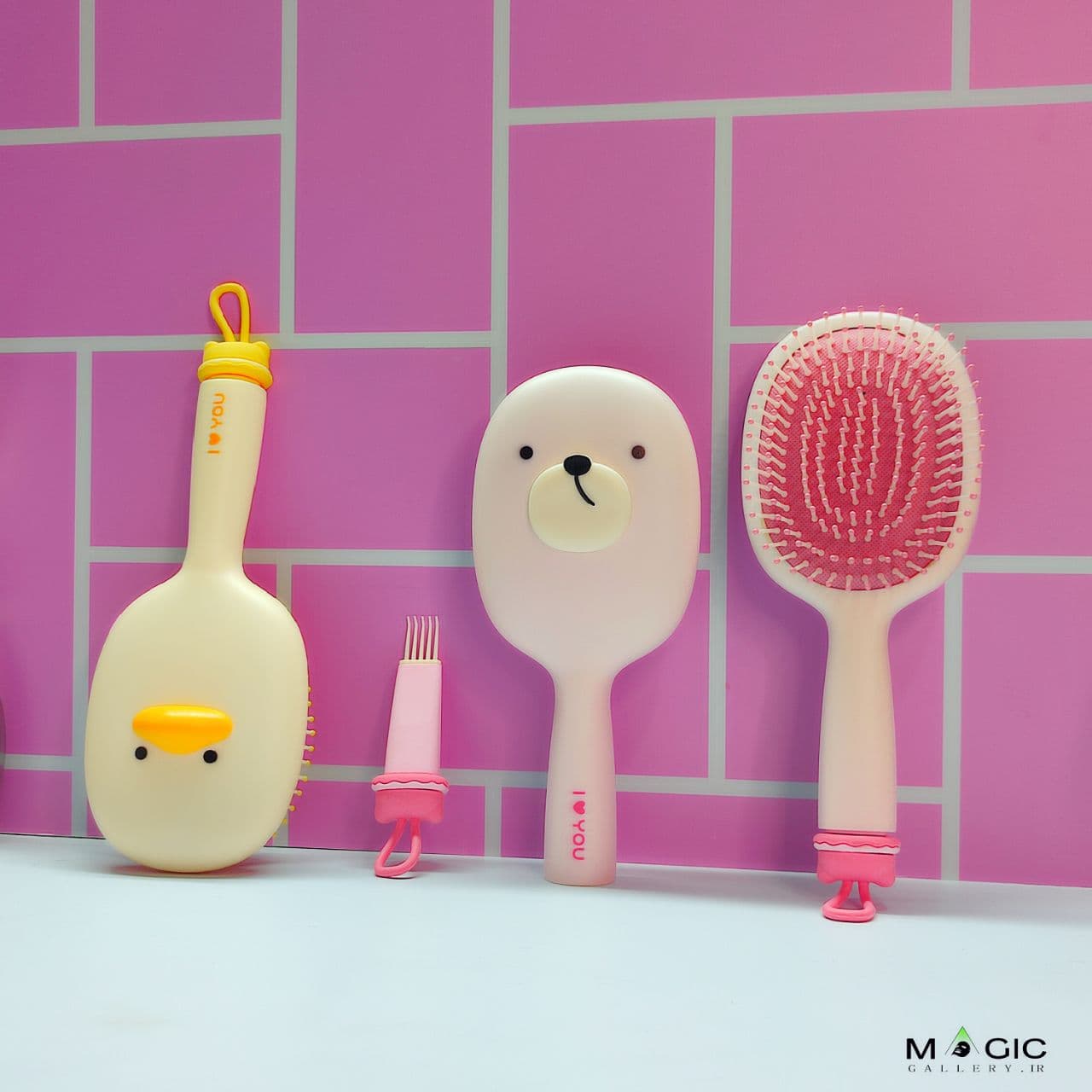 برس فانتزی طرح اردک و خرس همراه اپلیکاتور پاک کننده برس