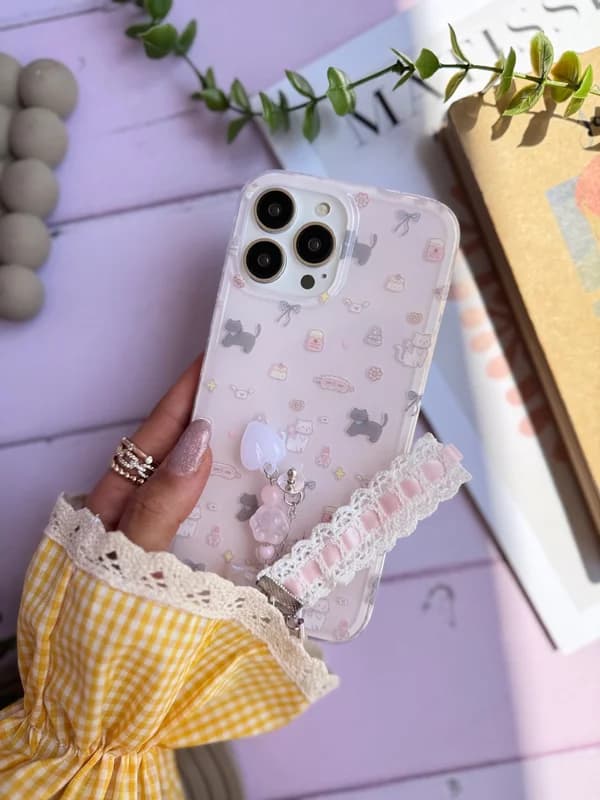 قاب گوشی آیفون Cat & Candy با آویز