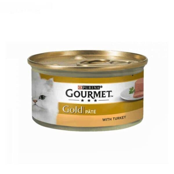 کنسرو گربه گورمه گلد پته با گوشت بوقلمون (Gourmet Gold Pate With Turkey-Hindi) وزن 85 گرم