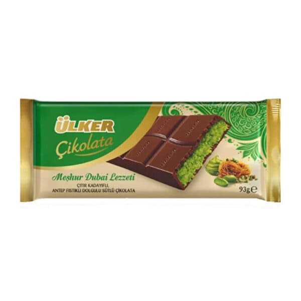 شکلات مغز پسته و کنافه دبی اولکر حجم 93 گرم