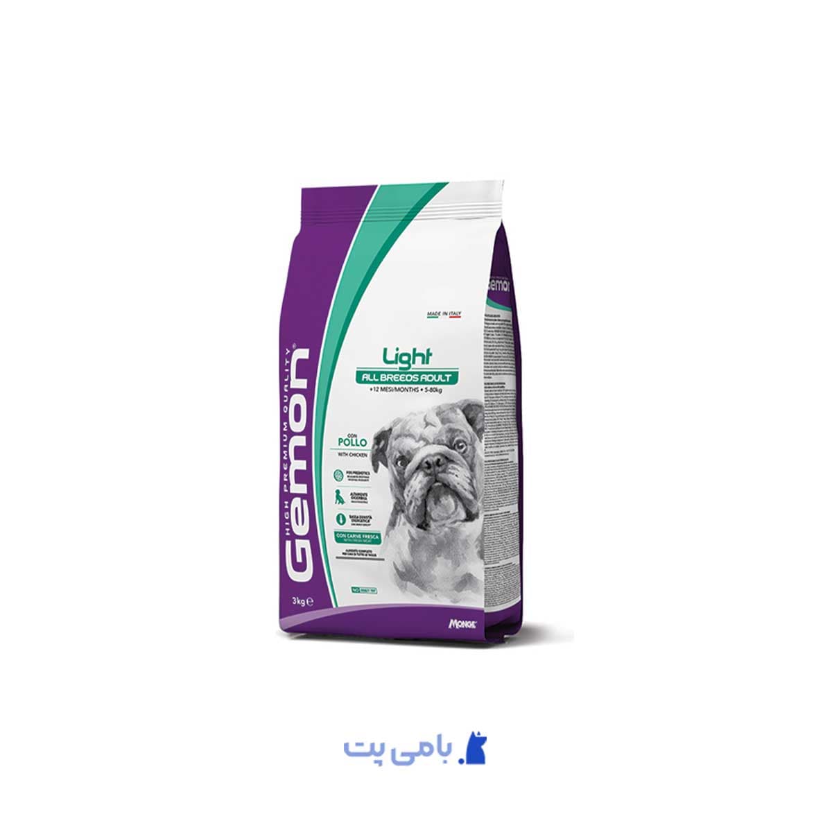 غذای خشک سگ مونژه ژمون لایت با طعم مرغ و برنج 3 کیلوگرم