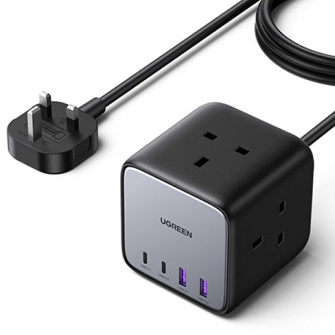 چندراهی برق 2500 وات سه سوکت، دو USB و دو Type-C فست 65 وات یوگرین CD268 90906