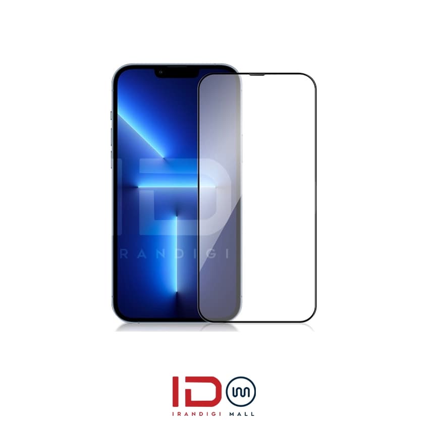 گلس شیشه ای تمام صفحه و فول چسب گوشی آیفون مدل iphone 13 pro max برند ردلیبل