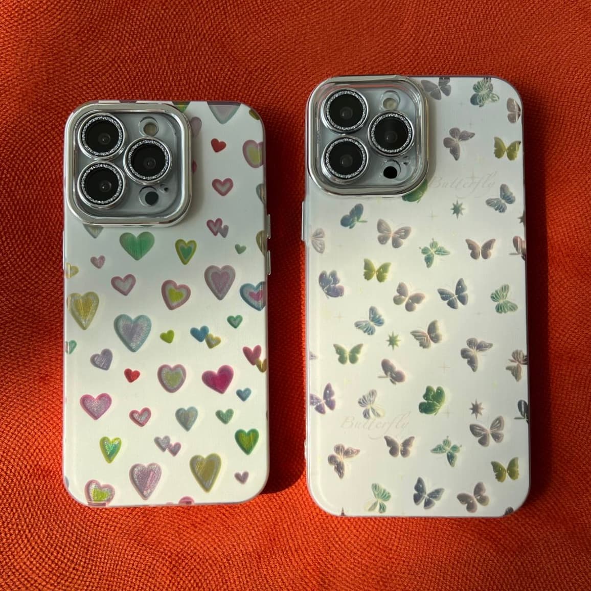 قاب گوشی آیفون پروانه و قلب ریز ریزه - کد (۲۶۸۹۴)