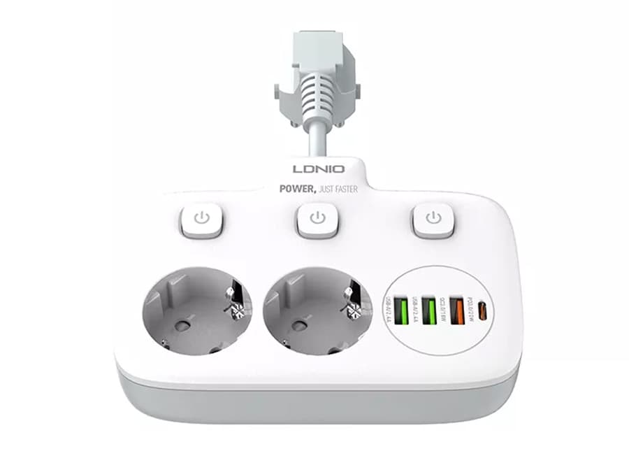 چند راهی برق و شارژر 4 پورت الدنیو مدل LDNIO SE2435