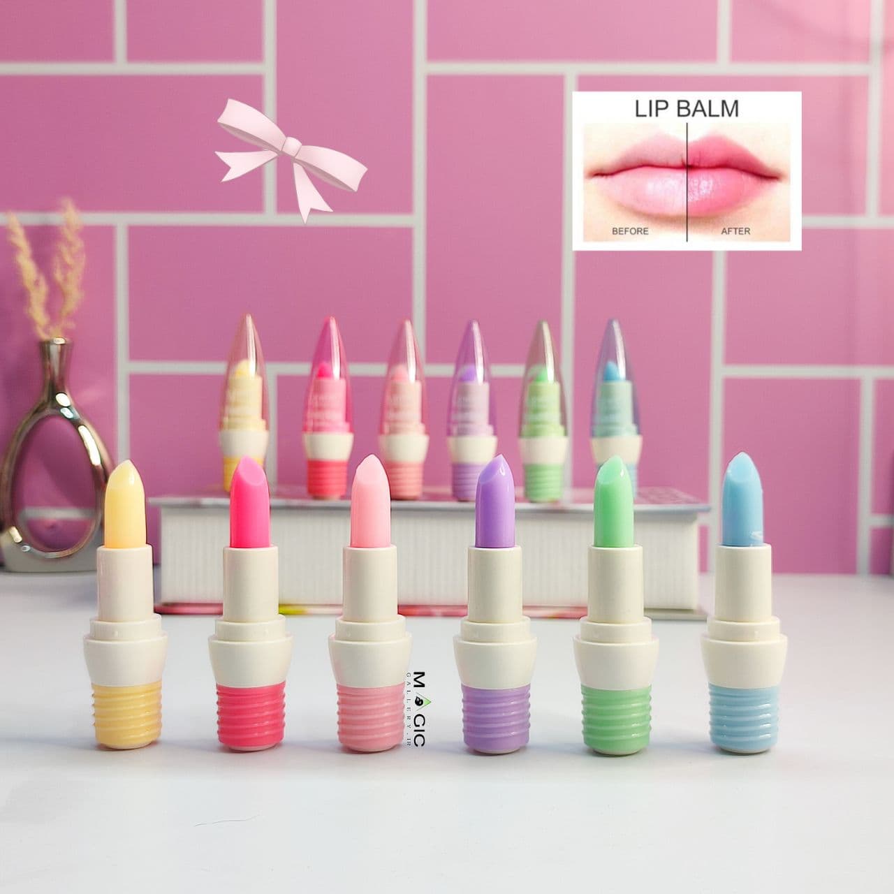 بالم لب حرارتی پیچی مجیک طرح لامپ شمعی رنگ پاستلی