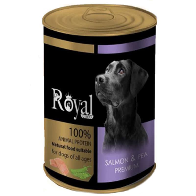 کنسرو پته مخصوص سگ رویال کوکو با طعم سالمون و نخود سبز وزن 380 گرم