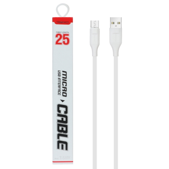 کابل تبدیل USB به MicroUSB ترانیو مدل T-S18V طول 0.25 متر