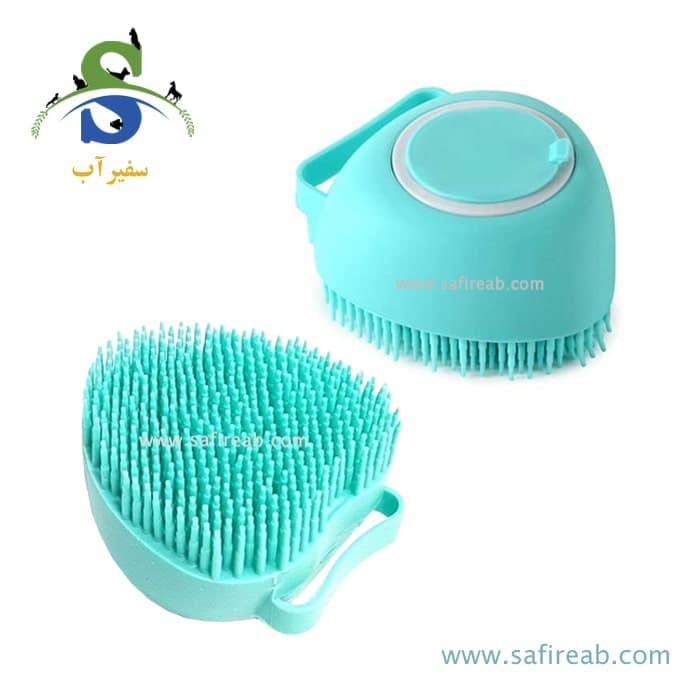 برس و لیف شستشو سیلیکونی مخزن دار مدل قلبی سگ و گربه