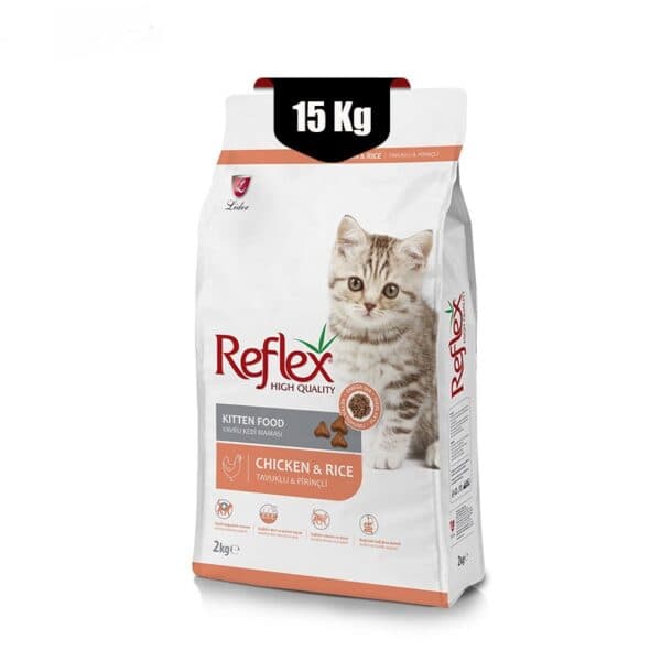 غذای خشک گربه کیتن رفلکس با طعم مرغ (Reflex High Quality Kitten) وزن 15 کیلوگرم