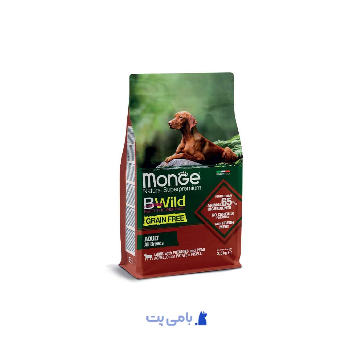 غذای خشک سگ مونژه بی وایلد بدون غلات با طعم گوشت بره 12 کیلوگرم