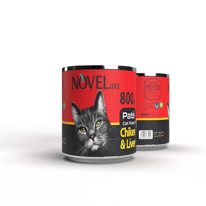 کنسرو پته گربه نوول با طعم مرغ و جگر وزن 800 گرم