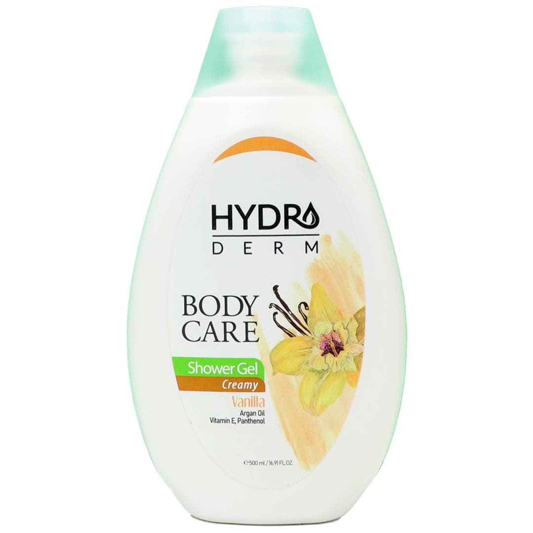شامپو بدن کرم دار با رایحه وانیل حاوی روغن آرگان, ویتامین ای و پانتنول 500 میل هیدرودرم