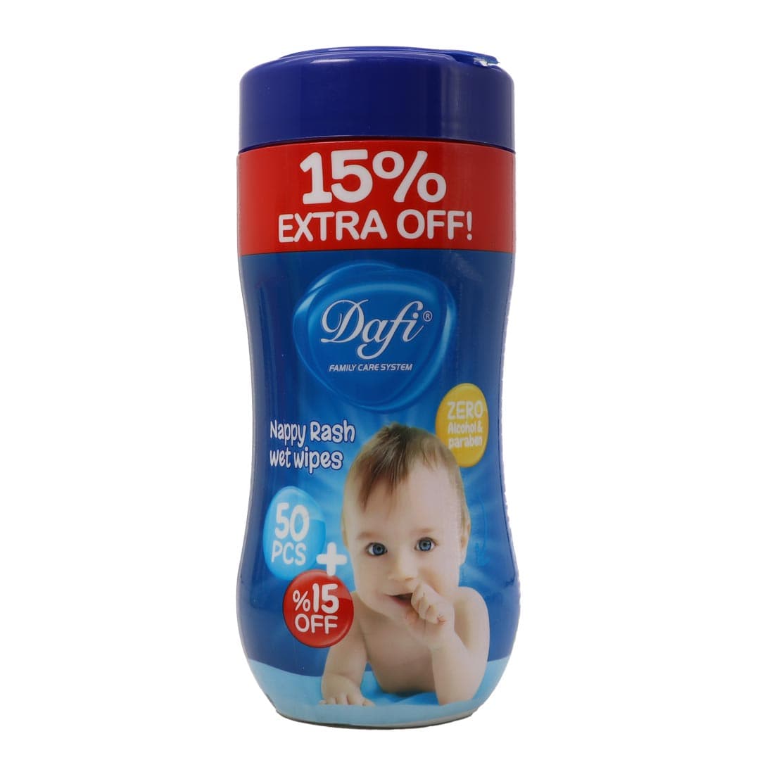 دستمال مرطوب پاک کننده کودک مناسب برای التهاب و سوختگی کمر باريک اکسترا 50 عددی ـ دافی