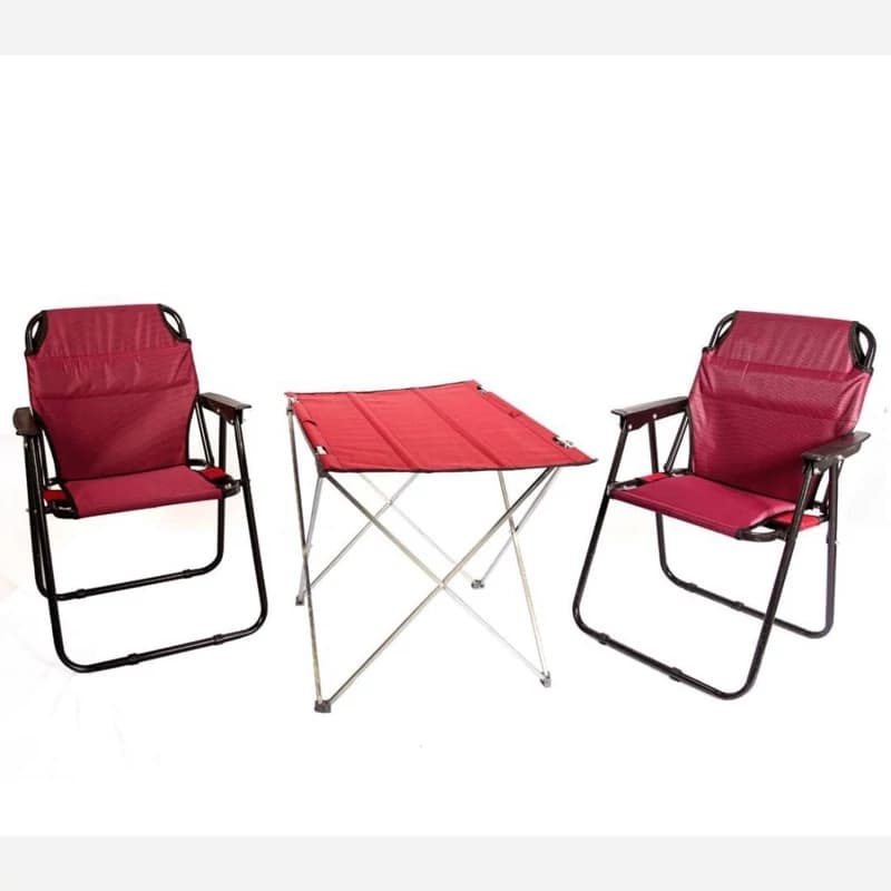 ست میز و صندلی 2 نفره مسافرتی تاشو 9 فنره کمپینگ درجه یک در رنگ های مختلف تحمل وزن تا 180 کیلو(پس کرایه)