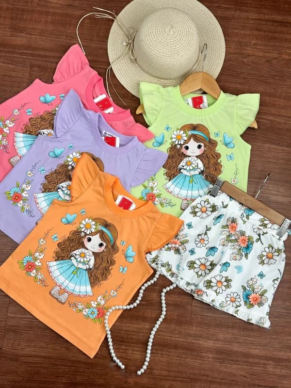 تیشرت و شورتک دختر گلدار