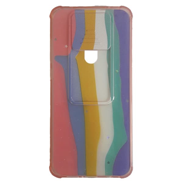 قاب سيليکون محافظ لنز کشويي برّاق طرح دار شیائومی Redmi Note 8 Pro طرح شش رنگ عمودی