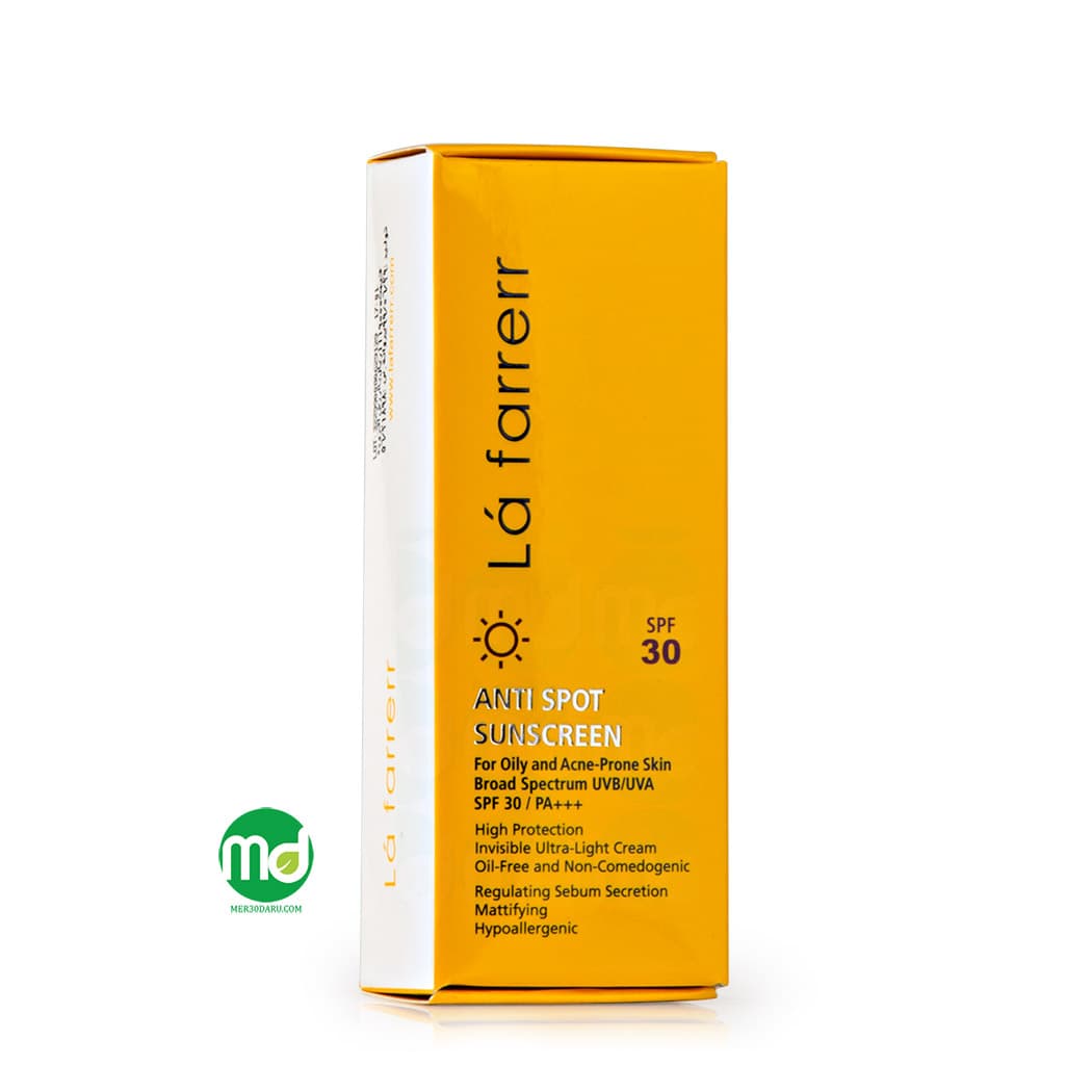 کرم ضد آفتاب و ضد لک بی رنگ لافارر برای پوست چرب SPF 30