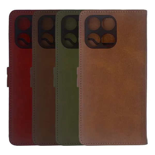 کیف چرمی Honor X6A مدل لپ تاپی جاکارتی دار (محافظ لنزدار)