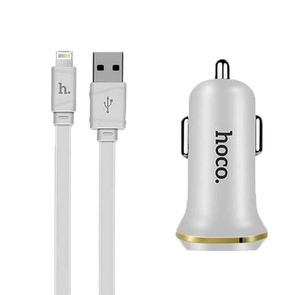 شارژر فندکی هوکو 2.1 آمپر مدل Z1 همراه با کابل Lightning