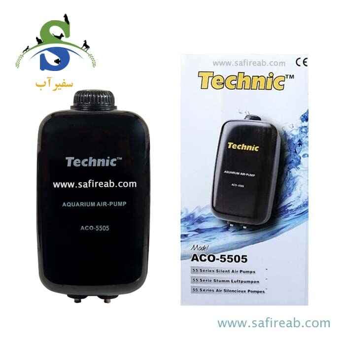 پمپ هوای دو خروجی آکواریوم ACO-5505 تکنیک