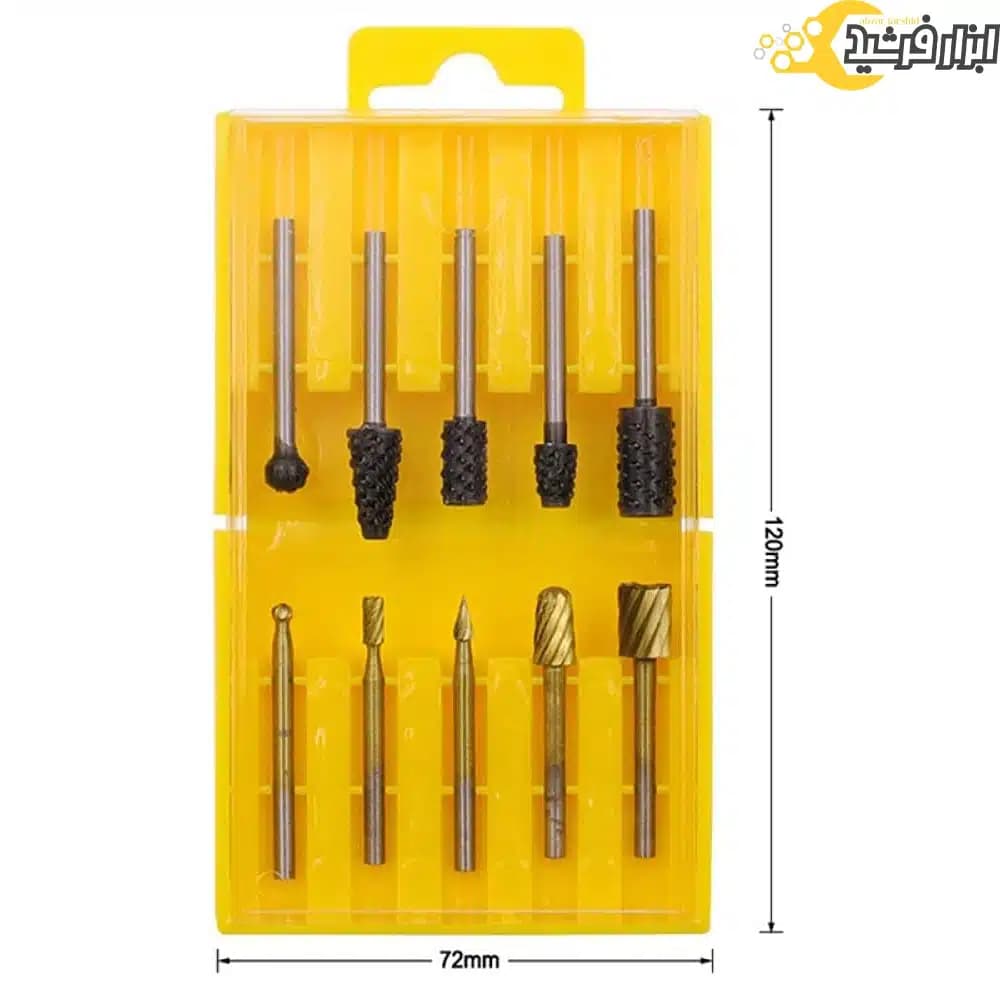 فرز فرم مینیاتوری مخصوص چوب ست 10 عددی خشن تراش