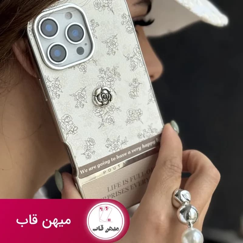 قاب موبایل آیفون کافی رز دورنگ + بندست - کد (۱۰۶۱۰۷)