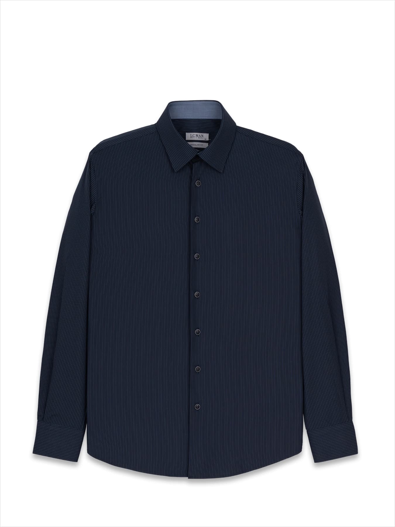 پیراهن آستین بلند راه راه سرمه ای ال سی من 81