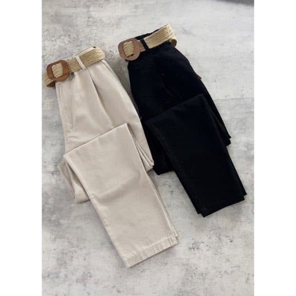 شلوار کتان کمربنددار