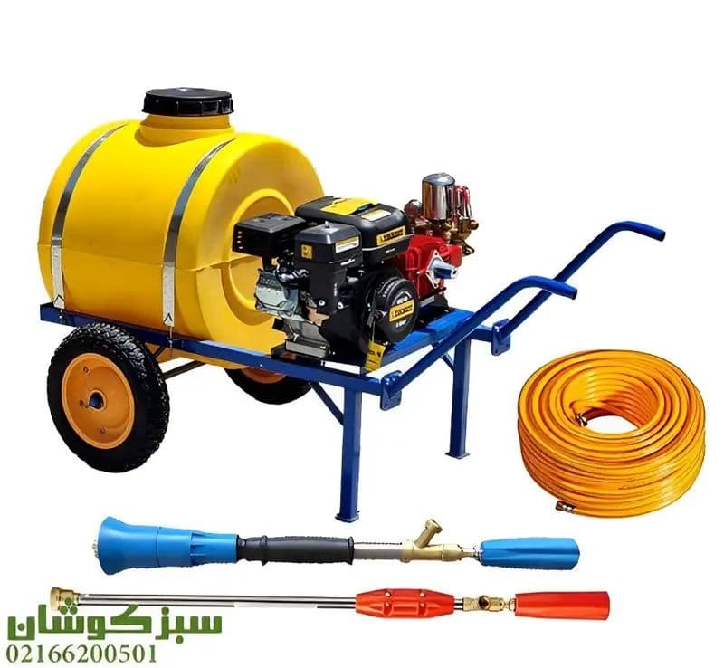 سمپاش فرغونی 120 لیتری تقویت شده موتور بنزینی هوندا 7 اسب پمپ 45 بار با همه لوازمات