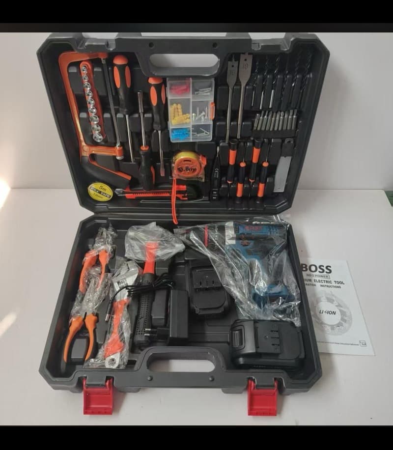 کیت دریل شارژی 36 ولت چکشی 100 عددی باس BOSS مدل BS3006