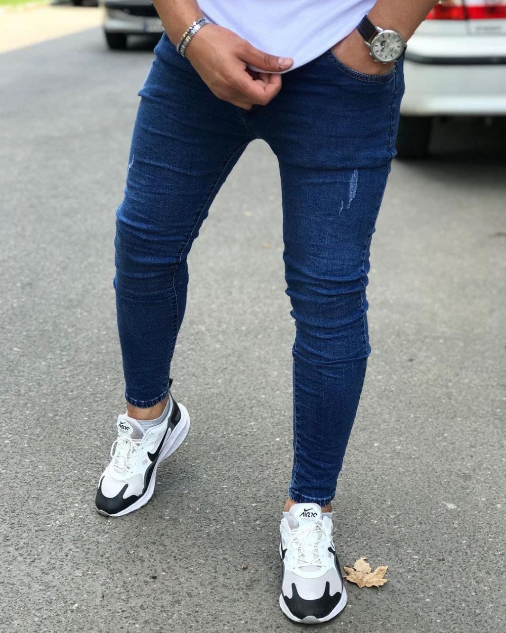 شلوار جین اسلیم فیت سورمه ای مردانه با کیفیت بالا موجود تا سایز 52 کد 524329