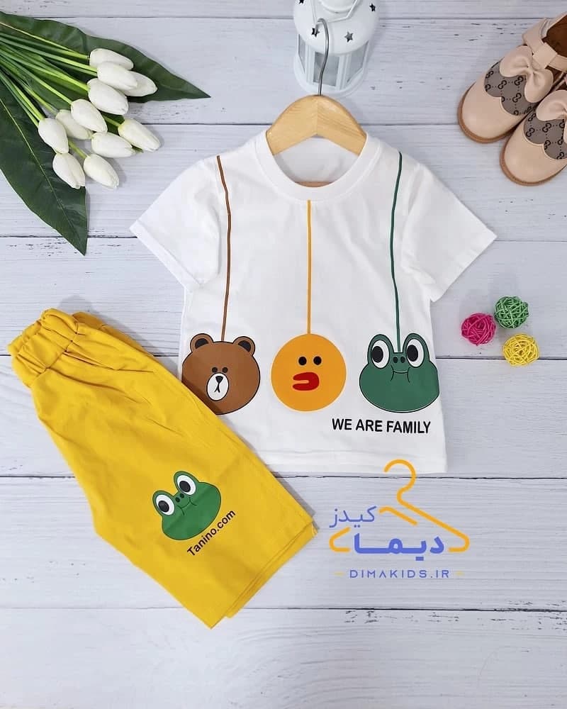 ست تیشرت و شلوارک اسپرت سفید طرح قورباغه