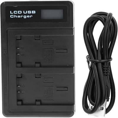 شارژر باتری FW50 با نمایشگر LCD دوتایی USB برای دوربین دیجیتال