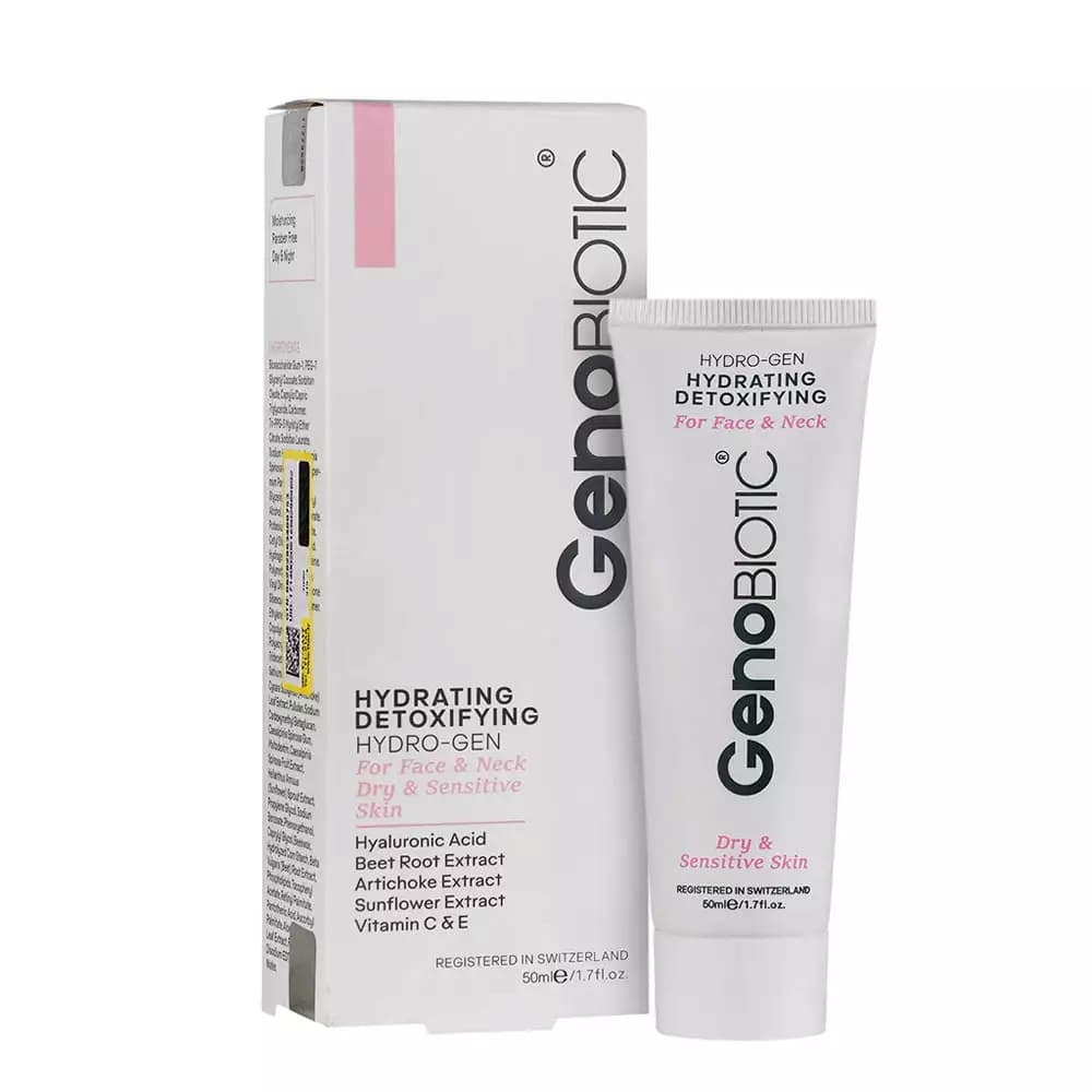 کرم رطوبت رسان صورت و گردن مخصوص پوست خشک و حساس 50 میل ـ ژنوبایوتیک