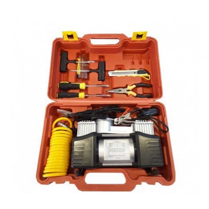 کمپرسور باد فندکی دوسیلندر توربو چراغدار مدل PM12 با کیف