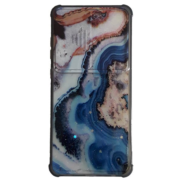 قاب سيليکون محافظ لنز کشويي برّاق طرح دار شیائومی Redmi Note 10 Pro طرح رنگی سنگی