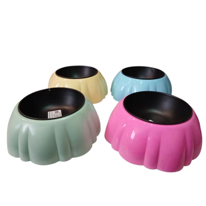 ظرف آب و غذا طرح گل با کاسه فلزی مناسب گربه و سگ سایز M