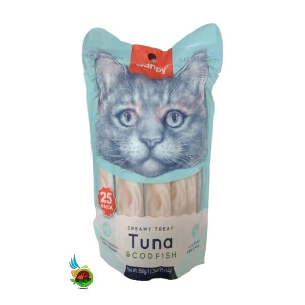 تشویقی گربه ونپی با طعم تن و کدفیش Wanpy Tuna Codfish بسته ۲۵ عددی