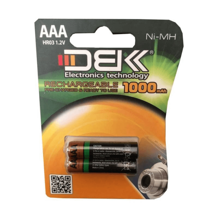 باتری نیم قلمی قابل شارژ ۲عددی DBK HR03 1000ma