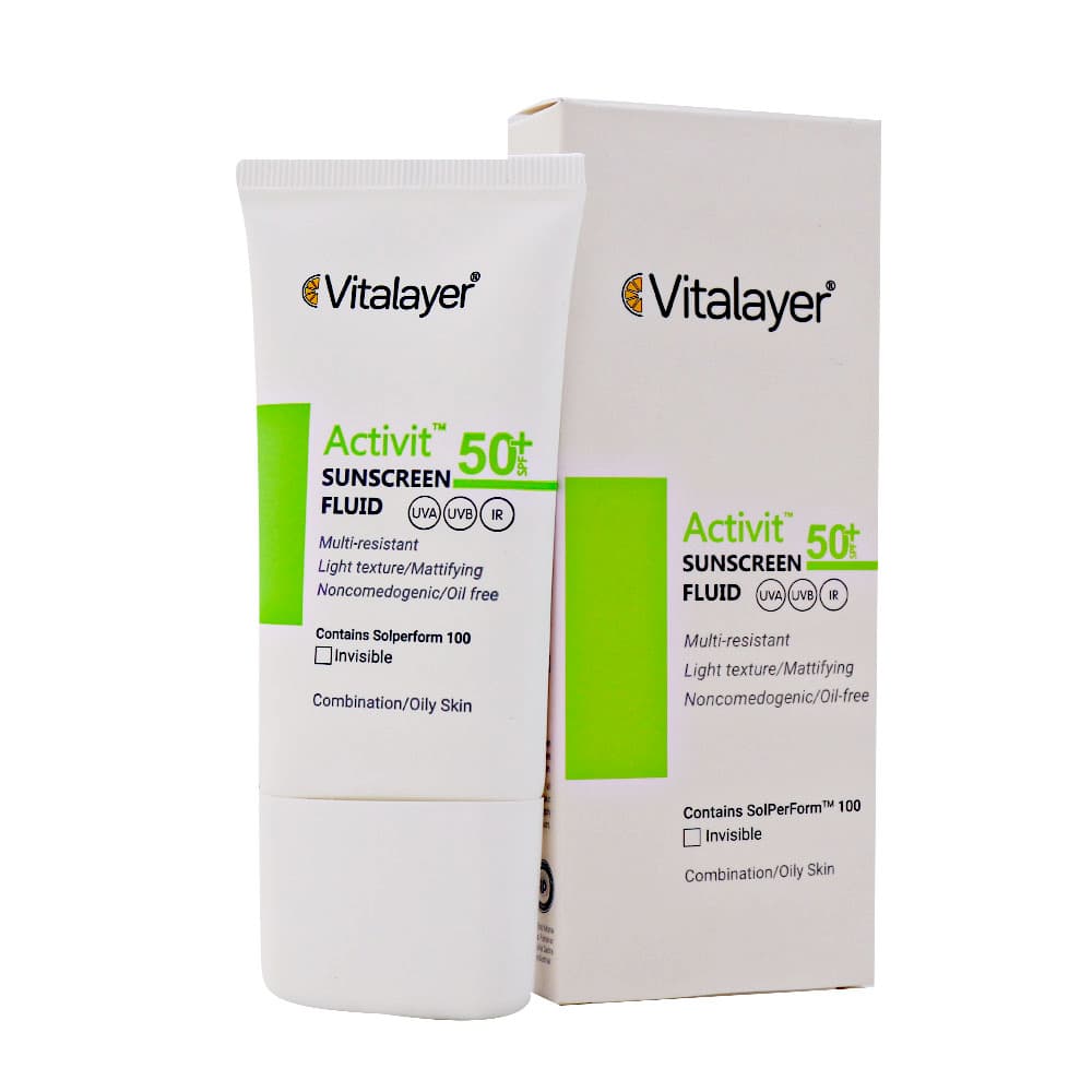 فلوئید ضد آفتاب رنگی SPF50 ویتالیر اکتیویت حجم 50 میلی لیتر